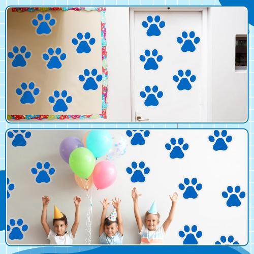 ReliThick 30 Pcs Large Paw Print Stickers Floor Decals, Blue