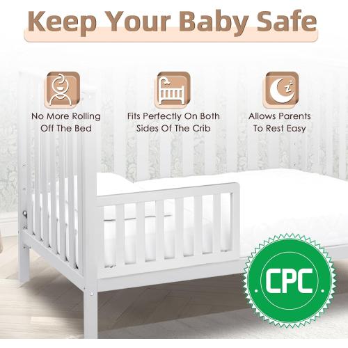 Toddler Safe Guardrail Compatible with Delta Children Convertible Crib, Crib Rail for Prevent Toddler from Rolling Off The Bed, White