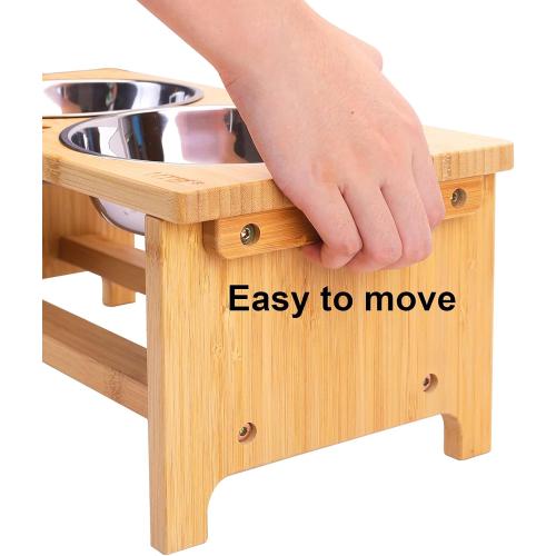 HTB Elevated Dog Bowls,Raised Dog Bowl Stand with 2 Stainless Steel Bowls,Elevated Raised Dog Bowls for Large Medium Small Sized Dogs