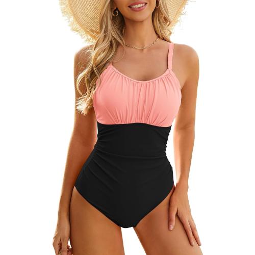 Size L Century Star Tummy Control One Piece Swimsuit for Women Vintage Bathing Suits Ruched Swimwear