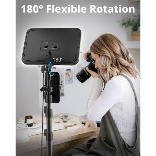 UBeesize 2 Pack LED Video Light Kit, Photography Lighting, 13 Studio Lights with 65 Tripod Stand and Phone Holders, Podcast Lighting for Video Recording,Tiktok,YouTube