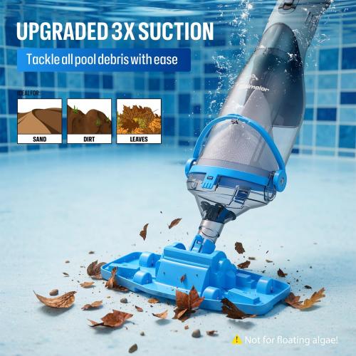 BIELMEIER Handheld Pool Vacuum with Telescopic Pole, Updated Swimming Pool Cleaner 19 GPM Powerful Suction, Cordless Pool Vacuum for Cleaning Above Ground Pools, Inground Pools, Spas, Hot Tubs