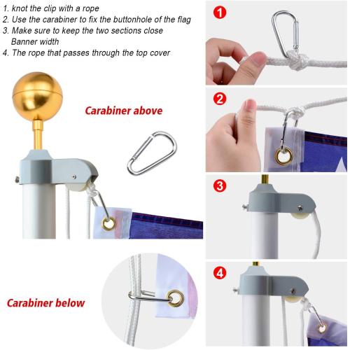 20FT Sectional Flag Pole Kit, 14 Gauge Extra Thick Heavy Duty Aluminum Outdoor In ground Flagpole for Residential or Commercial, Silver