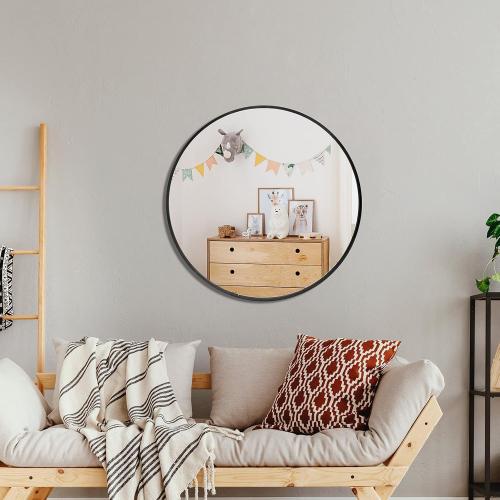 Black 28 CONGUILIAO Black Round Mirror 28 Inch, Circle Wall Mirror, Large Bathroom Mirror, Round Mirror for Vanity, Living Room, Washrooms, Entryways (28in, Black)
