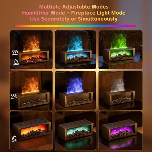 Colorful Flame Fireplace Diffusers for Essential Oils Aroma Flame Diffuser Fireplace Humidifier with Remote 150ml Ultrasonic Air Humidifier with Timer for Home Bedroom Room Office
