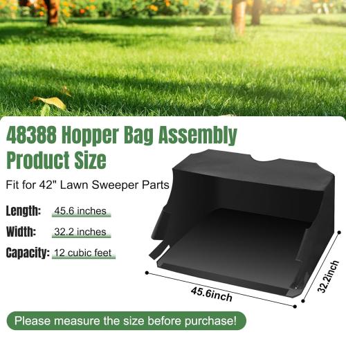 Upgraded 48388 Hopper Bag Assembly, Lawn Bag Fit for agri-Fab 42 Tow Lawn Sweeper Parts, Leaf Sweeper Bag Replacement for 45-0320 Lawn Sweeper