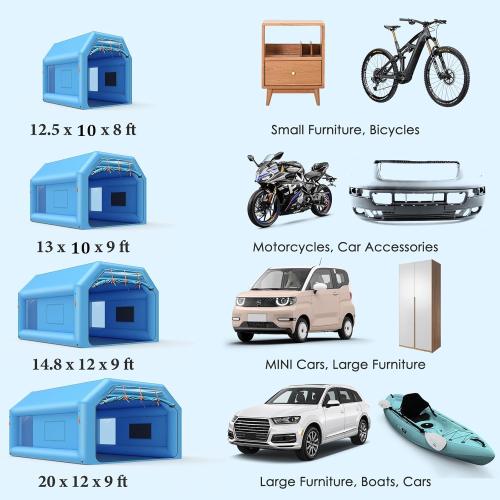 Ziziella 12.5x10x8FT Inflatable Paint Booth Portable Paint Booth Spray Paint Tent with Air Filter System & Blower for DIY Spray Car Truck Motorcycle Garage Auto Part Painting