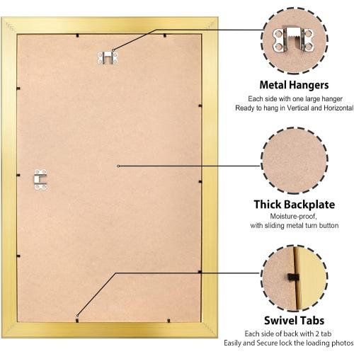 LaVie Home 27x40 Picture Frame Gold Poster Frame,Display Pictures 24x36 with Mat or 27x40 Without Mat, Frame and Polished Plexiglass, Horizontal and Vertical Format of The Walls