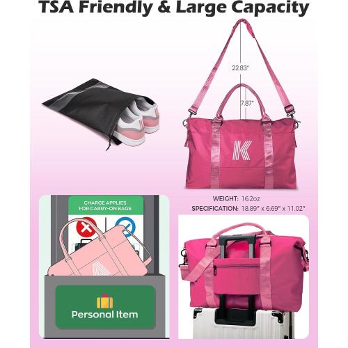 Tween Girl Trendy Stuff, Birthday Gift, Girls Initial Travel Bag, Sports Bag, Monogrammed Bags for Girls, Personalized Weekender Bag, Monogram Overnight Bag Gift for Her (Letter E)
