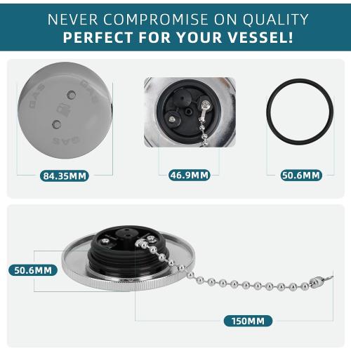 Boat gas cap replacement part, including valve cap key