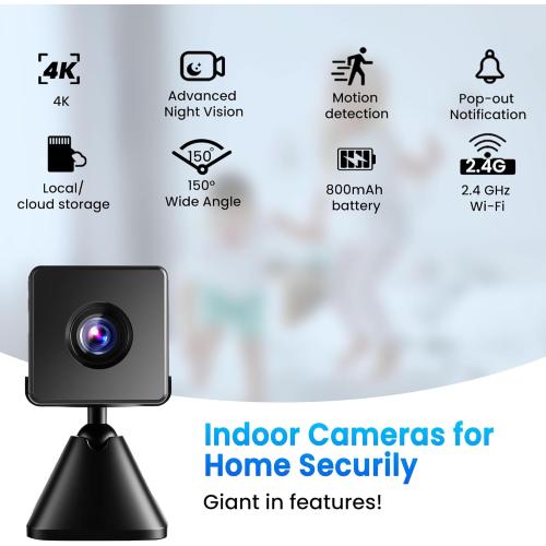 Hidden Camera, Spy Camera with 4K Live View, Motion Detection Nanny Cam Hidden Camera, Mini Camera with Cloud & SD Storage, Night Vision Spy Cam, Quick Setup Indoor Camera for Baby, Pet and Older