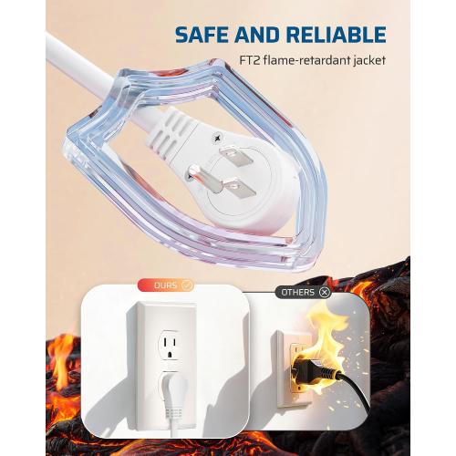 DEWENWILS 360° Rotating Flat Plug Extension Cord, 15FT Extension Cord Rotating Plug, 3 Prong 16/3C Grounded Flat Power Cable for Indoor Narrow Space, 13A/125V/1625W SJT-3, ETL Listed, White