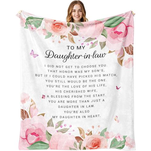 Daughter in Law Gifts Throw Blanket 60X50, Best Birthday/Wedding Gifts for Future Daughter in Law