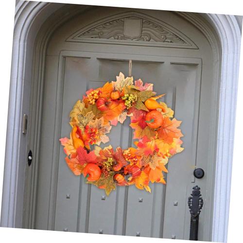 LIFKOME 5 pack Harvest Wreath with Simulated Berries Pumpkins and Maple Leaves Autumn Door Wall Hanging Decoration for Festive Tabletop Adornment and Seasonal Home Decor