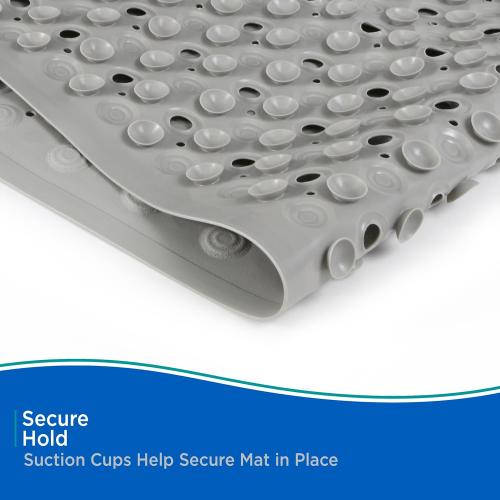 Kenney KN67262 TPE Bubble Bath Mat, Shower Mat, Tub Mat with Suction Cups and Large Drain Holes for Use Inside the Bathroom Shower, 27.75 L x 15.5 W, Gray