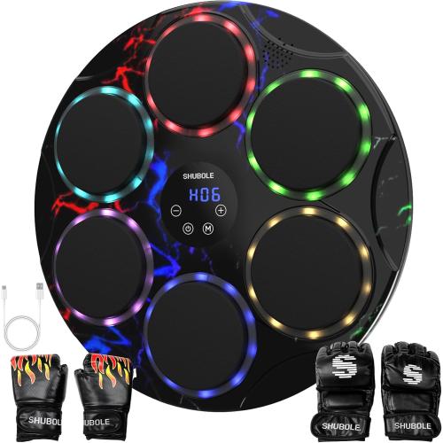 Music Boxing Machine with Gloves - Wall Mounted Punching Trainer for Adults & Kids, 9-Speed Punch Game, Wall Boxing Punching pad, 2025 Upgrade Gifts for Boys Age 6