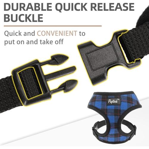Size S PUPTECK Soft Mesh Dog Harness and Leash Set Pet Puppy Cat Comfort Padded Vest No Pull Harnesses, Navy Blue,
