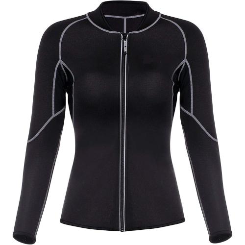 Size Large Sauna Slimming Neoprene Fitness Long Sleeve T-Shirt for Sweating Sauna Sweat Tank Top Slimming Body Shaper(Black Large