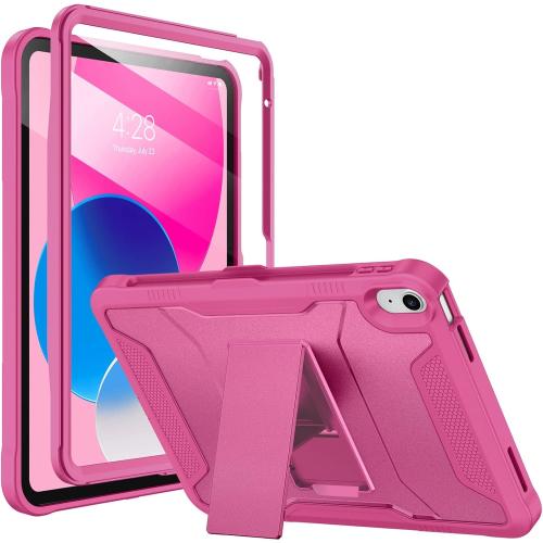 Soke Case for iPad (A16) 11th Generation 11-inch 2025, iPad 10th Generation 10.9-inch 2022, with Built-in Screen Protector and Kickstand, Rugged Full Body Protective Cover - Hot Pink