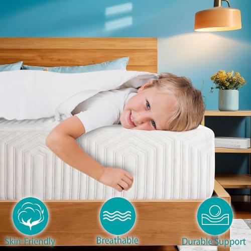 Twin Mattress Medium Firm 8 Inch Memory Foam Colchones Bed in a Box Cooling Gel Green Tea Twin Size Mattress with Breathable Soft Fabric Cover CertiPUR-US Pressure Relief