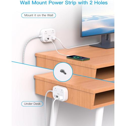 Cruise Essentials 2025,One Beat Travel Power Strip with USB C,Flat Plug Extension Cord with 3 Outlets 4 USB Ports(2 USB C),5 ft Desk Wall Outlet Extender,Non Surge Protector for Cruise,Dorm Room,ETL