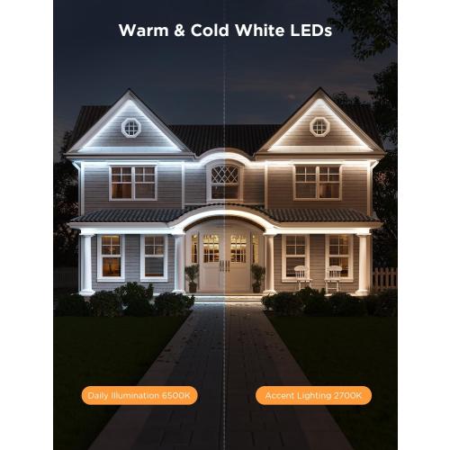 Govee Outdoor LED Strip Lights RGBIC with Warm and Cold White, 32.8ft 2.4G WiFi Smart Outdoor Lights, IP65 Waterproof, Work with Alexa and Google Assistant, App Control, for Porch, Patio, Eave, Party