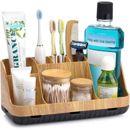 GFWARE Bathroom Organizers and Storage - Detachable 7 Slots Kids Electric Toothbrush and Toothpaste Holde Drainage for Bathroom Accessories Organization Counter Vanity Storage
