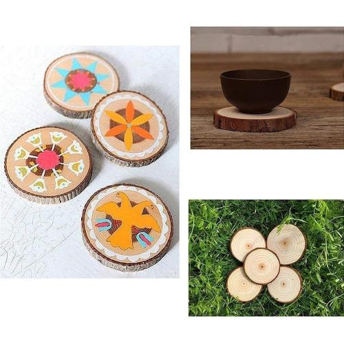 Unfinished Natural Wood Slices 12 Pcs 3.5-4 inch Craft Wood kit Circles Crafts Christmas Ornaments DIY Crafts with Bark for Crafts Rustic Wedding Decoration by William Craft (3.5-4inch)