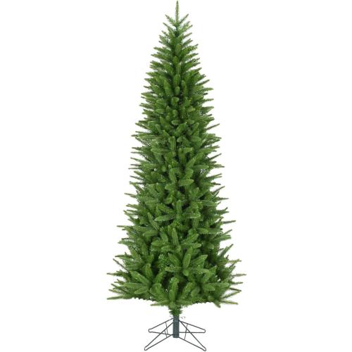 Fraser Hill Farm 9-Ft. Winter Falls Slim Christmas Tree with Metal Base and No Lights Included, Perfect Unlit Christmas Tree for Living Rooms, Dens, and Family Rooms
