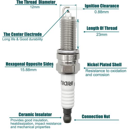 Iridium Spark Plugs 97390 Set Of 4 Compatible with Honda Accord,CR-V,Civic,Crosstour 2008-2016&Acura TSX,ILX 2009-2015 2.4L L4