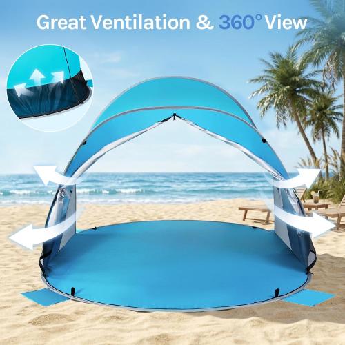 Wolfwise Pop up Beach Tent Sun Shelter with UPF50  UV Protection, Instant Easy Setup Popup Beach Shade Canopy for 3 Person, Portable & Foldable with Carring Bag, 87 ×57×47 in, Blue