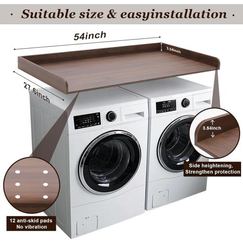 Washer Dryer Countertop,Washer and Dryer Covers for The Top,Laundry Countertop Topper Guards for Washer and Dryer,Laundry Room Storage Organization,54x 27.5 Laundry Table for Folding Clothes