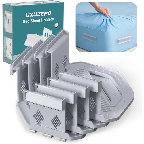 4Pcs Upgrade Bed Sheet Holders for Corners, Bed Sheet Grippers, Fitted Sheet Holders Keep Sheets Firm & Tight, Lock Sheet Holders, Heavy Duty Bed Sheet Clips, Fit All Mattress Easy Install