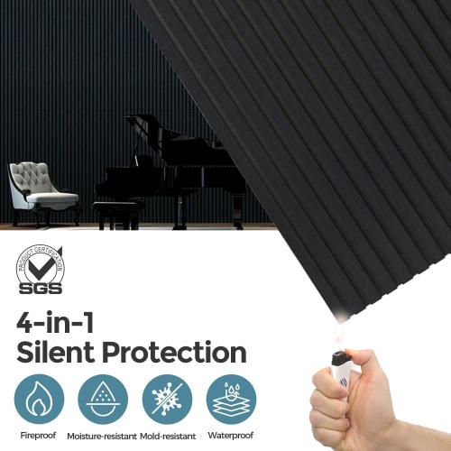 AKUMAX 2 Pack Wood Panels,1.4in Extra Thick 3D Slat Wall Panels-Sound Absorbing - Wooden Wall Panels for Living Room, Bedroom-Fire Retardant & FSC-15.5 ft²(Black Oak, 2pcs-24in*48in)