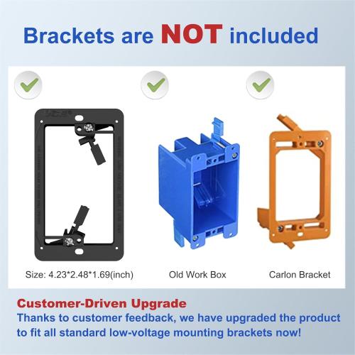 VCELINK Wall Plate Cable Pass Through, Single Gang Decorator Wall Plate Cover, Flexible Rubber Wall Grommets Insert for Low Voltage Cables, Wall Mount TV, Home Theater System, 2-Pack, White
