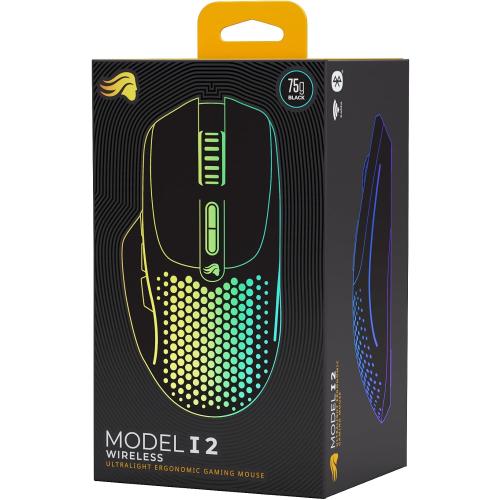 Glorious Gaming Model I 2 Wireless Gaming Mouse - Hybrid 2.4Ghz & Bluetooth, 75g Superlight, 9 Buttons (2 Swappable), RGB, PTFE Feet, MMO/MOBA/FPS, Long Battery Life, Side Thumb Rest - Black