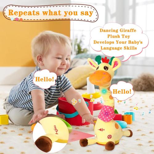 Dancing Giraffe Toy Stuffed Animal Baby Toys Singing Song Toddlers Toy Repeats What You Say Glowing Musical Toy for Baby Birthday Gift Groovy Giraffe Toy