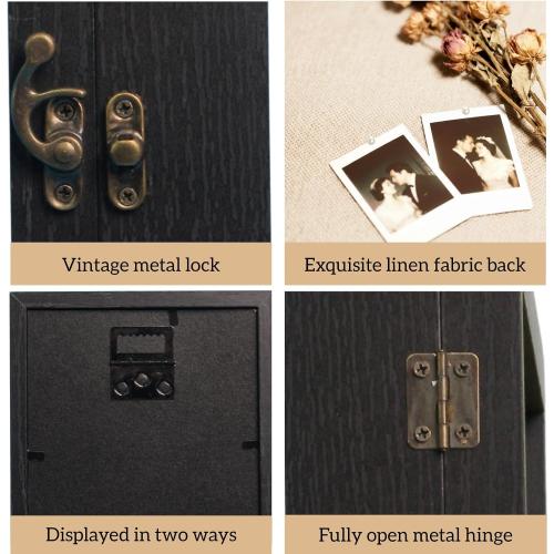 13x16 Nature Wood Black Shadow Box Frame, 1.57 Deep Glass Door with Lock | Solid Hardwood, Front Glass Door & Lock, Linen Back, Hidden Mounts, Perfect for Wedding Flowers, Pictures & Memory Box