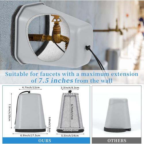 2 Pack 2026 Upgrade Extra Large Outdoor Faucet Cover for Winter Freeze Protection 8.5x7x5.5in Thick Plastic Foam Hose Bib Spigot Cover Winter Insulated with Reflective Strips (Gray)