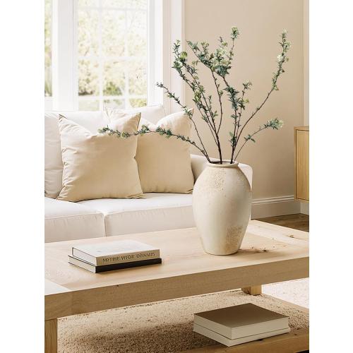 LE TAUCI Ceramic Flower Vase, 13.2 Inch Large Rustic Farmhouse Vase, Tall Floor Vase for Home Decor, Living Room Table & Mantel Centerpiece, Watertight & Sturdy, Matte Sandy Beige White