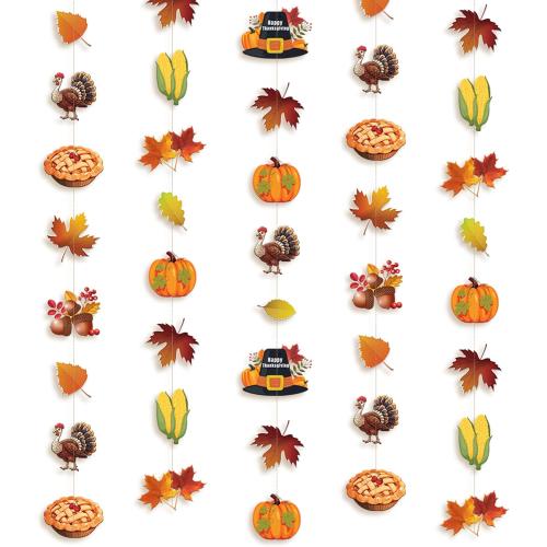 KatchOn, Thanksgiving Garland, 9 Strings - Large 6.5 Feet, No DIY | Turkey Garland for Thanksgiving Decorations, Party Decorations, Indoor, Outdoor | Fall Decoration for Home
