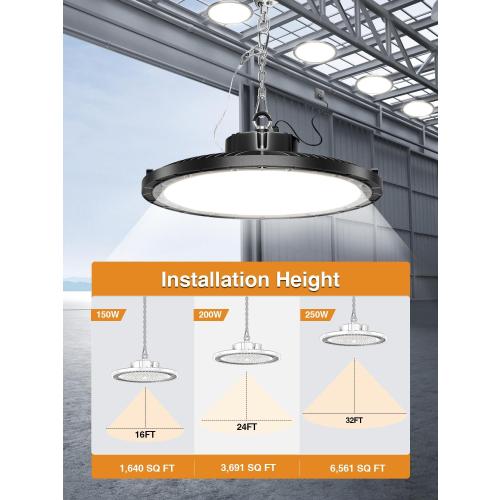 10-Pack UFO LED High Bay Light 250W 37500LM, High Bay Led Shop Lights with 5ft US Plug, IP65 Waterproof, 5000K Daylight, 150LM/W Efficiency, Non-Dimmable for Warehouse/Gym/Workshop