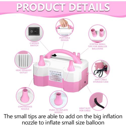 Balloon Pump Electric Party Decorations - Electric Balloon Pump for Balloon Arch Kit, Portable Dual Nozzle Balloon Inflator
