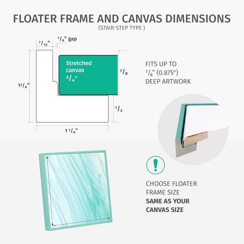PIXY CANVAS Floater Frame 12x12 for 3/4 (0.75) inch Deep Canvas Paintings/Canvas Prints/Wood Canvas Panels/Wall Art/Wall Decor/Home Decor/Artwork (Brass Gold, 12 x 12 inch, Square)