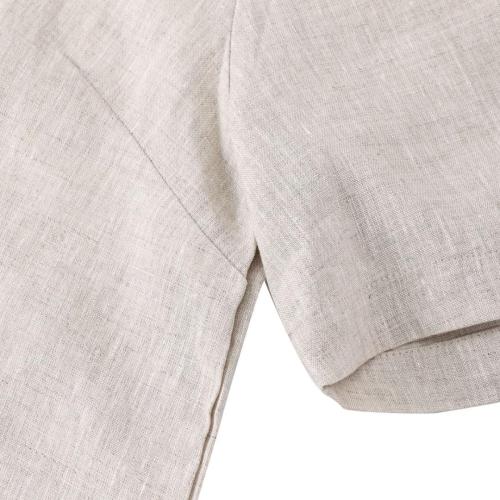 SIZE M...Womens 100% Linen Short Sleeve Blouse Square Neck Button Down Crop Tops