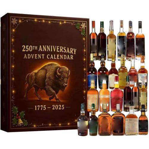 Whiskey Advent Calendar 2025, 24 Days of Premium Whiskey Pendants, 3D Stereo Design Christmas Countdown, Exclusive Holiday Countdown Gift Box for Men & Women