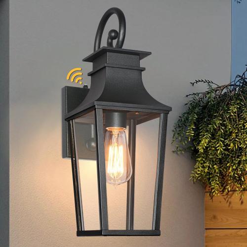 ALVIME Dusk to Dawn Outdoor Wall Lights Fixture, Exterior Wall Lanterns, Porch Outside Lamps Sconce for Entryway, Front Door Backyard Patio Garage, E26 Base&Clear Transparent Glass