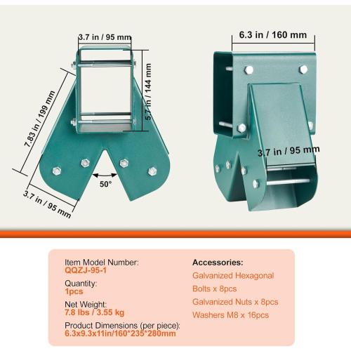 (Frame ONLY) A-Frame Middle Swing Set Brackets, Heavy Duty Carbon Steel Swing Set Hardware with Mounting Hardware, DIY Swing Set Bracket Swing Set Kit for 4x4 Legs & 4x6 Beam, Green