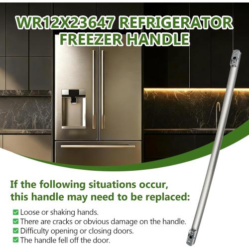 WR12X23647 Refrigerator Freezer Handle Stainless Steel Replacement for GE Models WR12X11016 WR12X11019 WR12X22650 PYE22PSHCSS,PYE22PSHHSS,GFE29HSDISS DFE28JSHDSS Food Door Handle