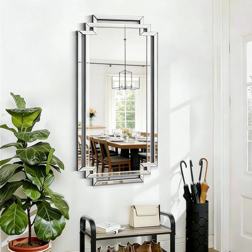 30 X 59 Large Wall Mirror for Decor, Glass Decorative Mirror with Beveled Edge and Glass Frame for Bathroom, Entrance, Living Room, Horizontally/Vertically Design